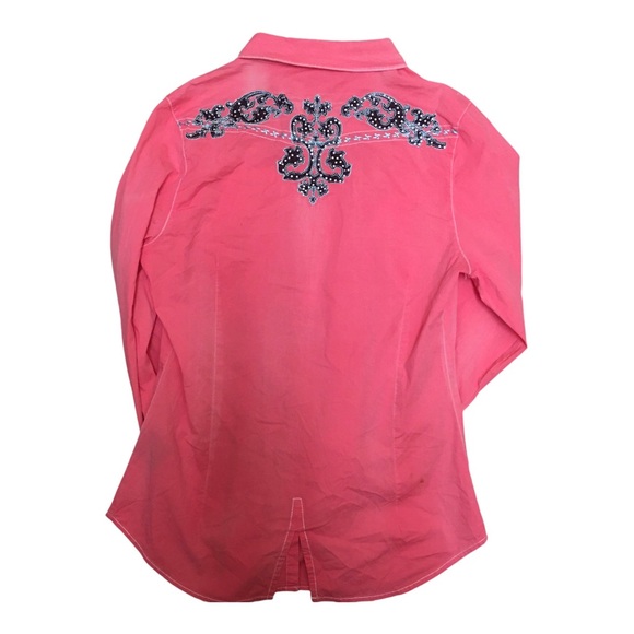 Grace In LA Western Medium Rhinestone Embroidered Stretch Rodeo Rollup Sleeve - Picture 2 of 14